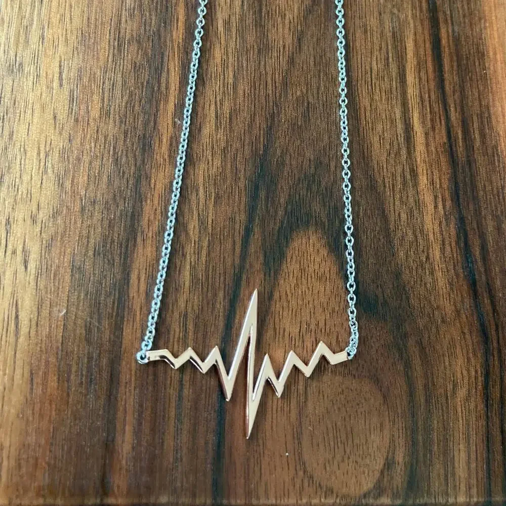 Necklace - Rose Gold Plated - Sterling Silver - Heartbeat Pulse Design - NEW